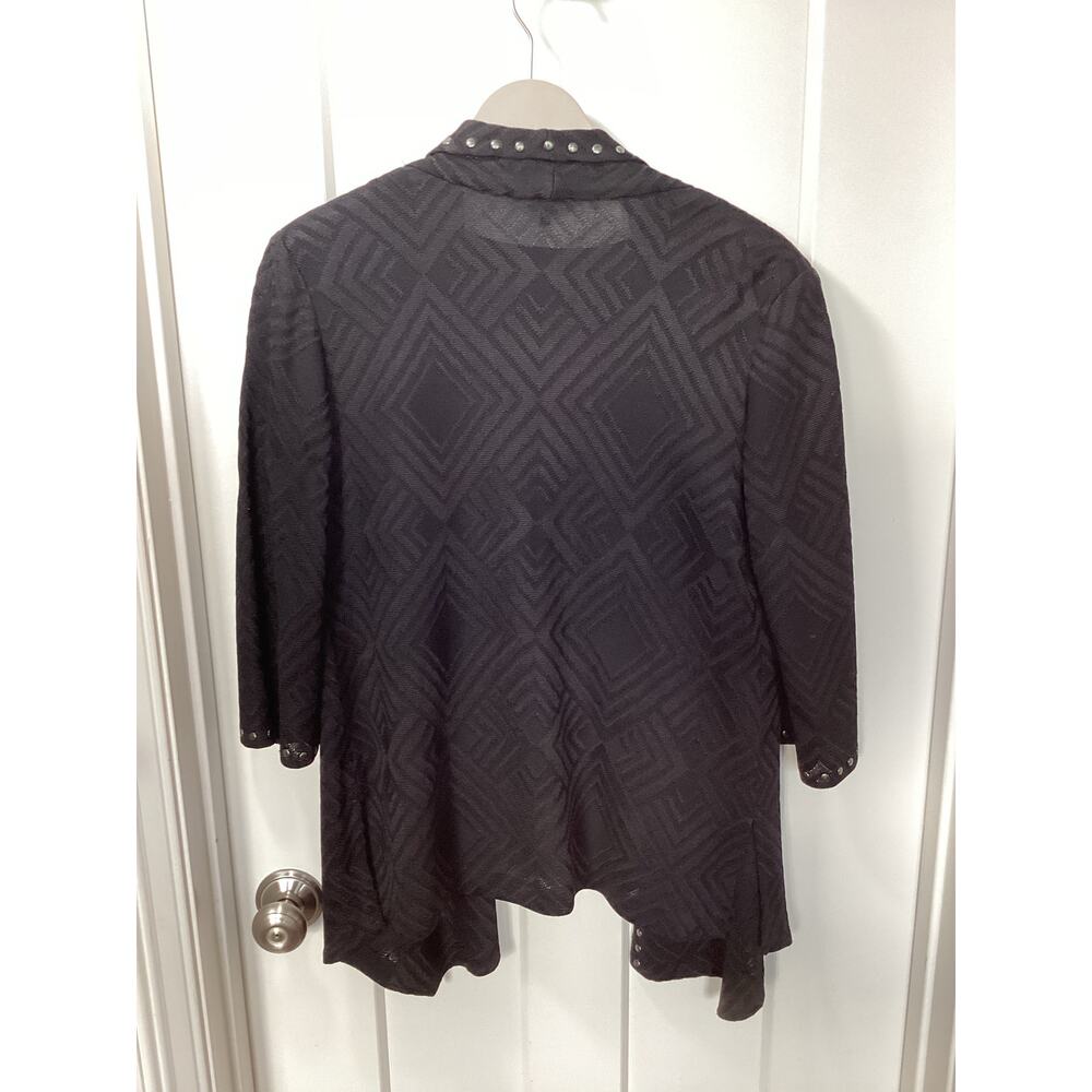 Ming Wang 2 piece set black black open studded knit cardigan women's size medium - Picture 6 of 10